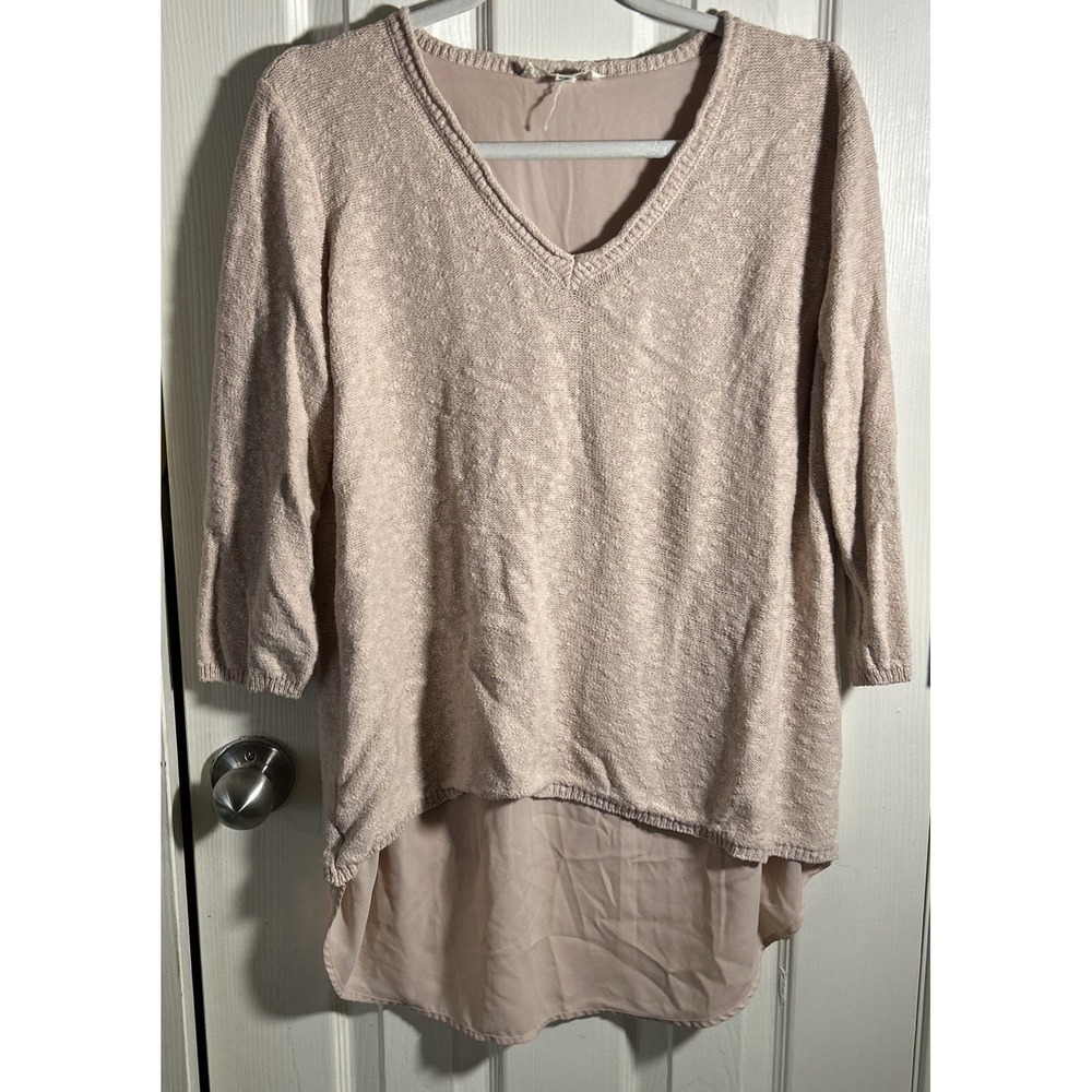Tara By Vince Camuto Women's Sweater Size L Pink 3/4 Sleeves Lined‎